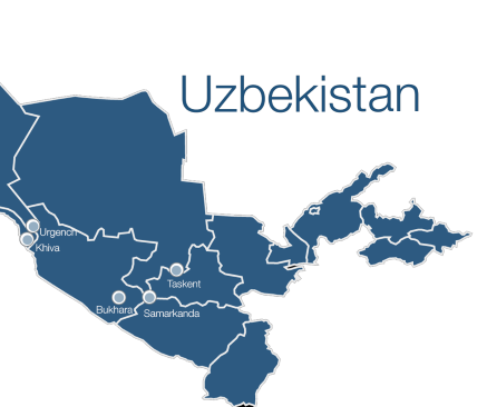 Mapa de Uzbekistán