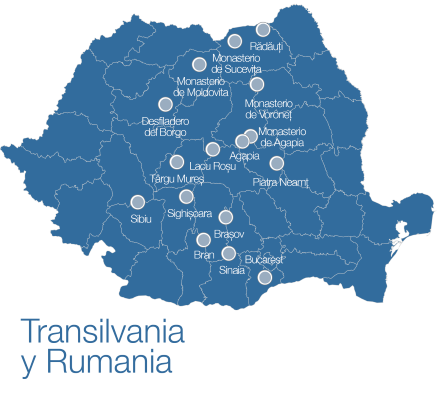 Mapa de Rumanía y Transilvania