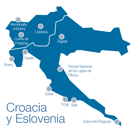 Mapa de Croacia y Eslovenia