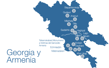 Mapa de Georgia y Armenia