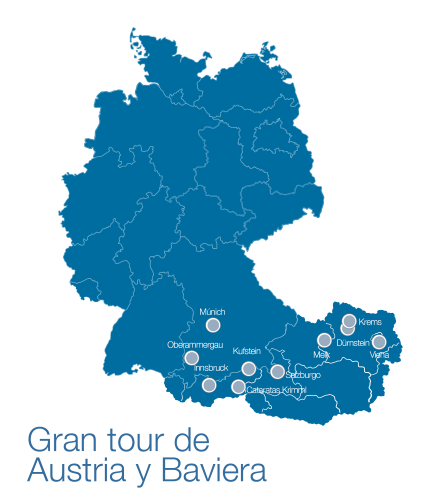 Mapa de Gran Tour de Austria y Baviera