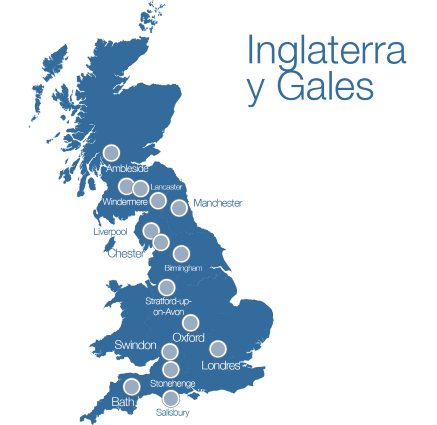 Mapa de Inglaterra y Gales