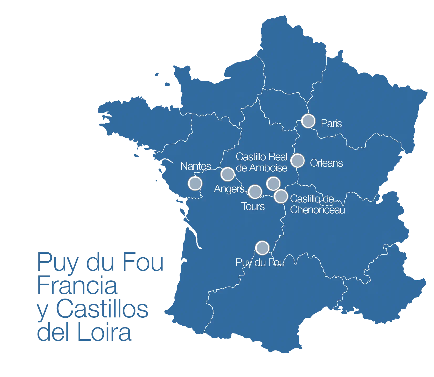 mapa puy du fou y castillos del loira